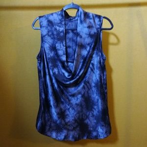 Theory blue black "Codey" cowl neck silk tank top